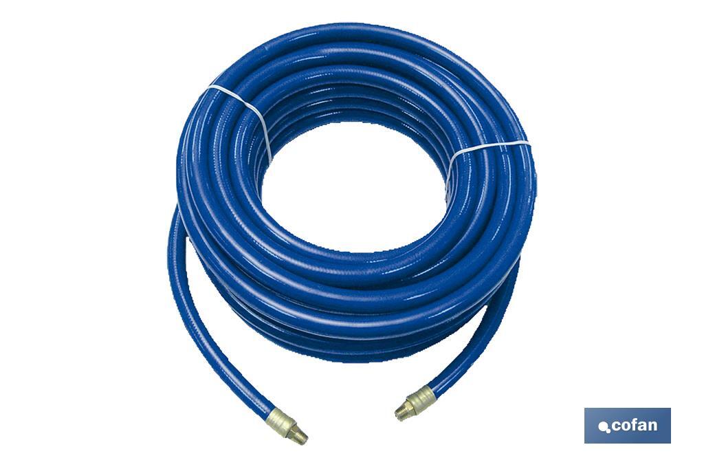 Tuyau de compresseur Ø10 x 15mm (Filetage mâle BSP 1/4") longueur 15 mètres | Tuyau bleu pour air comprimé en PVC - Cofan