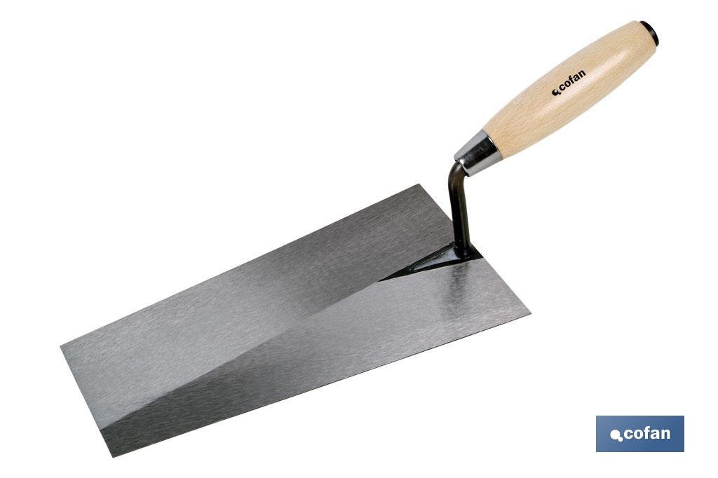 Forged bucket trowel | Length: 250 x 130 x 65mm | Suitable for construction industry | Wooden handle - Cofan