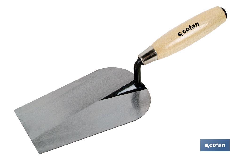 Forged bucket trowel, Sevilla Model | Length: 180mm | Suitable for construction industry | Wooden handle - Cofan