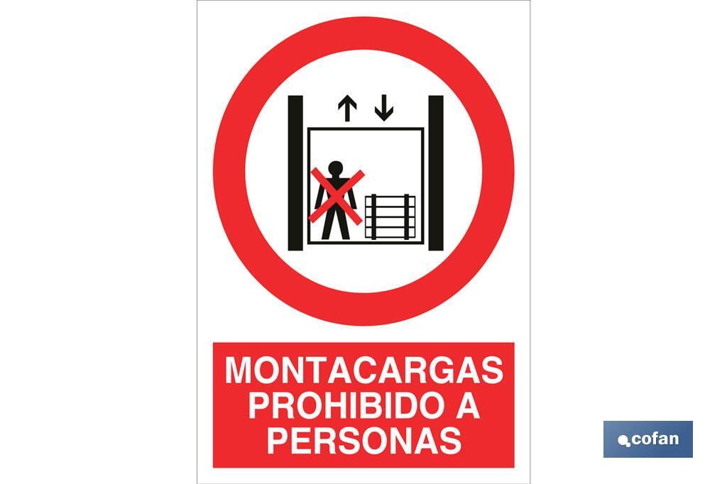 Montacargas prohibido a personas - Cofan