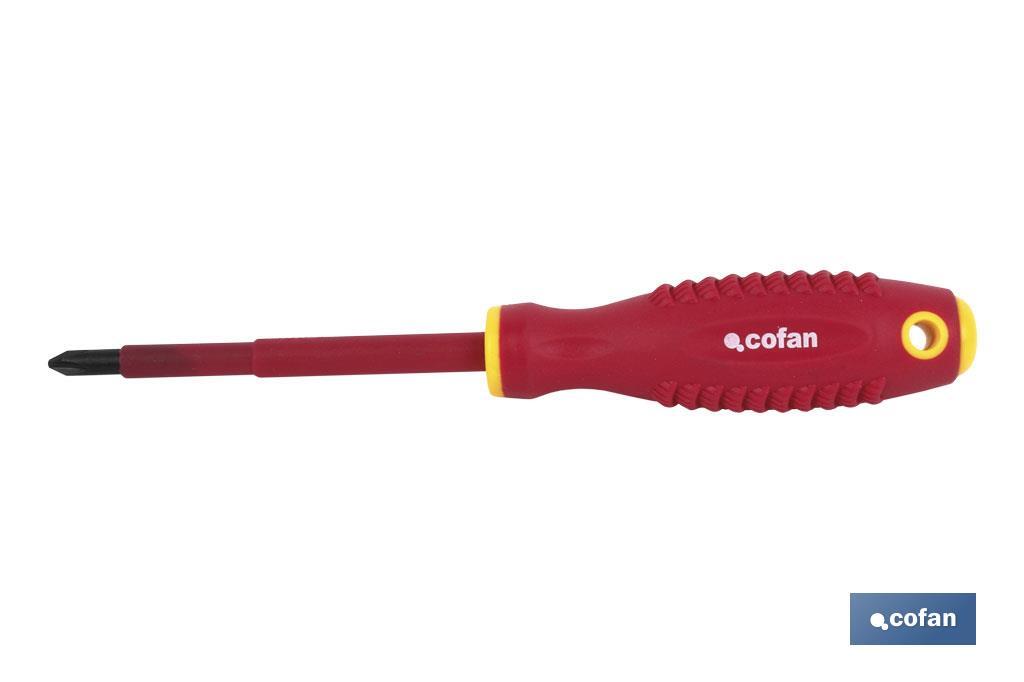 1,000V insulated screwdriver | Available Phillips head from PH0 to PH3 | Length: from 60m to 150mm - Cofan