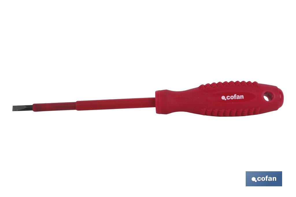 1,000V insulated screwdriver | Slotted head available in different sizes | Various lengths - Cofan