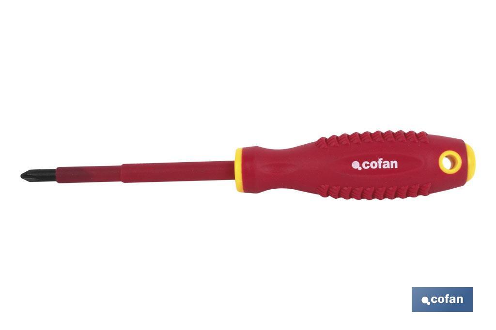 1,000V insulated screwdriver | Available Pozidriv head from PZ0 to PZ3 | Length: from 60m to 150mm - Cofan