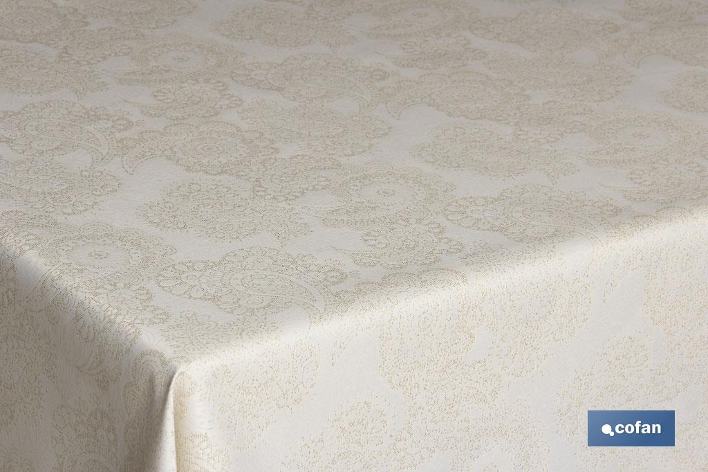 Resin-coated stain-resistant tablecloth roll with golden patterns | Available in different sizes
 - Cofan