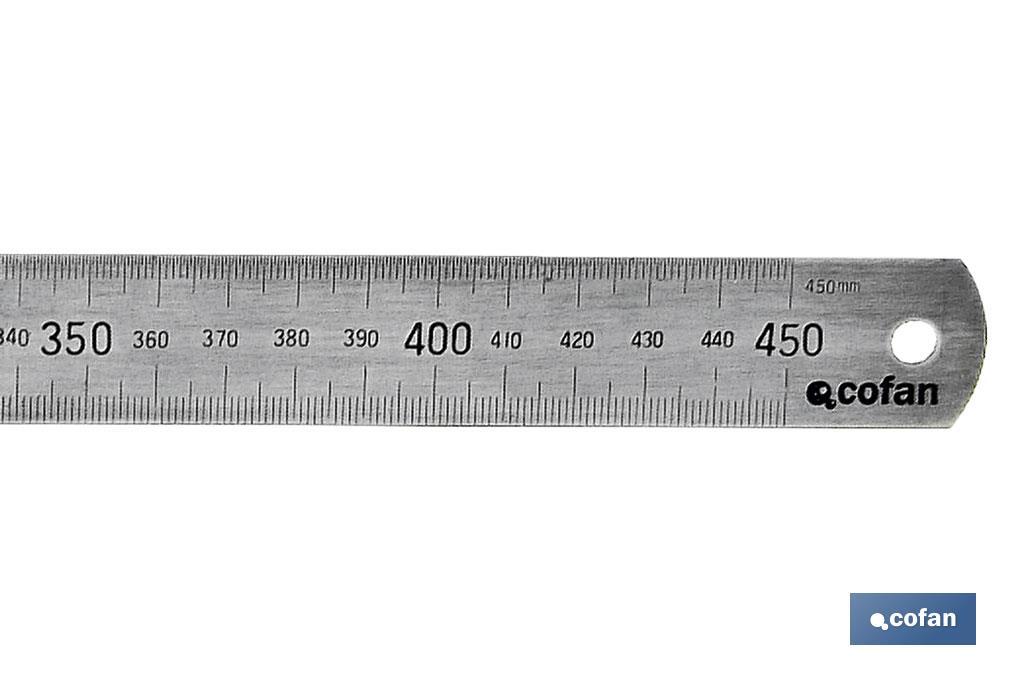 Stainless steel rule | Clear metric graduations | Size: 600mm - Cofan