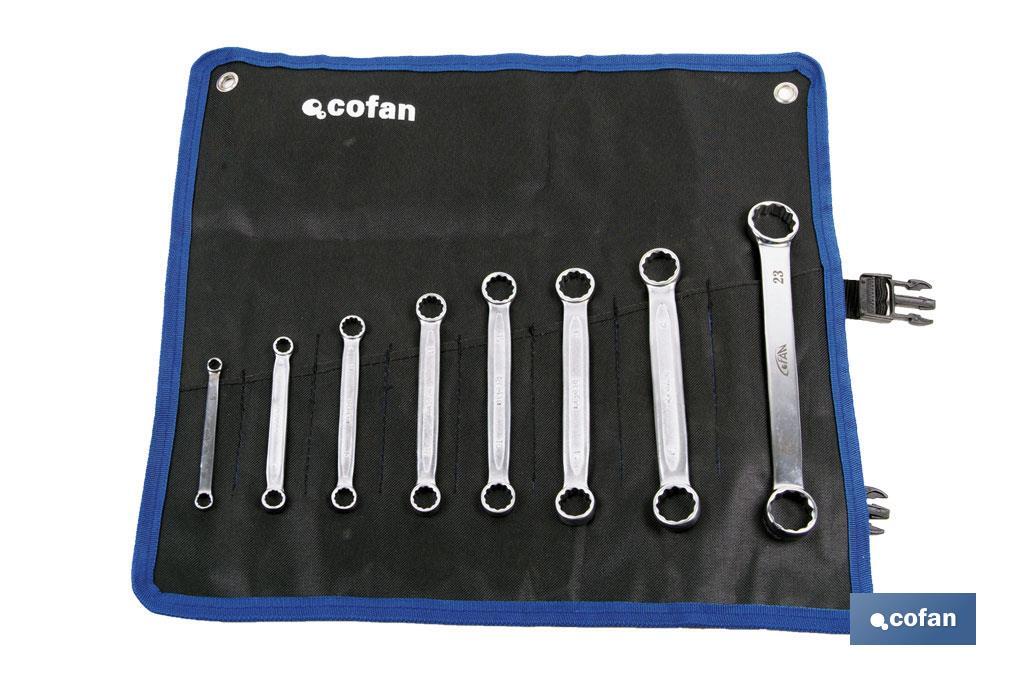 Set of 8 double end ring spanners | Chrome-vanadium - Cofan