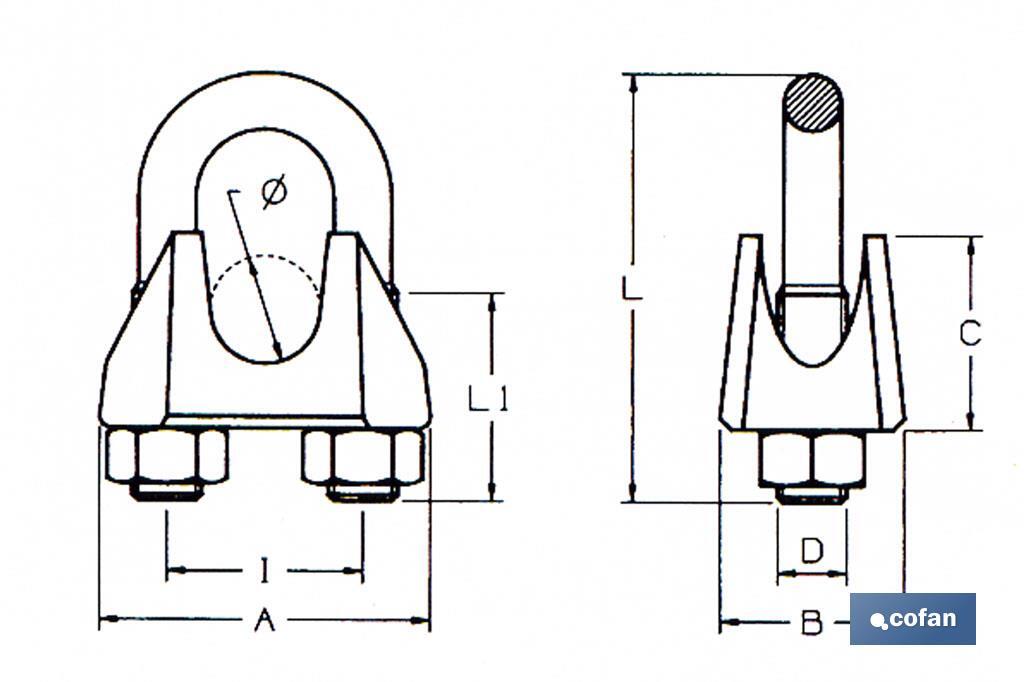 DIN-741-Drahtseilklemme Galvanisiert - Cofan