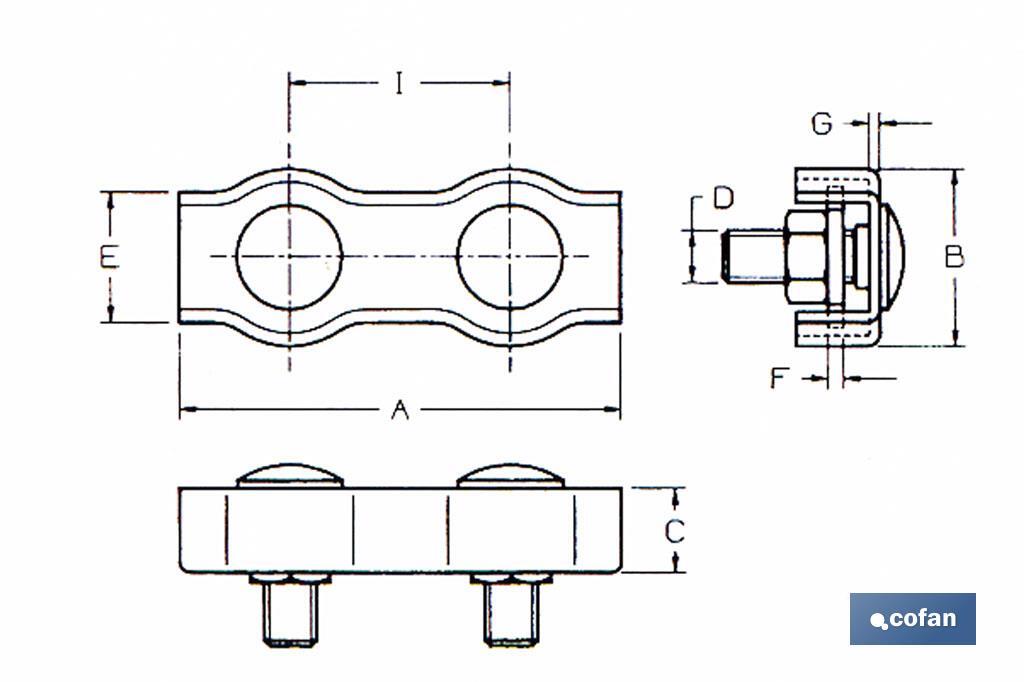 Double flat wire rope clip - Cofan