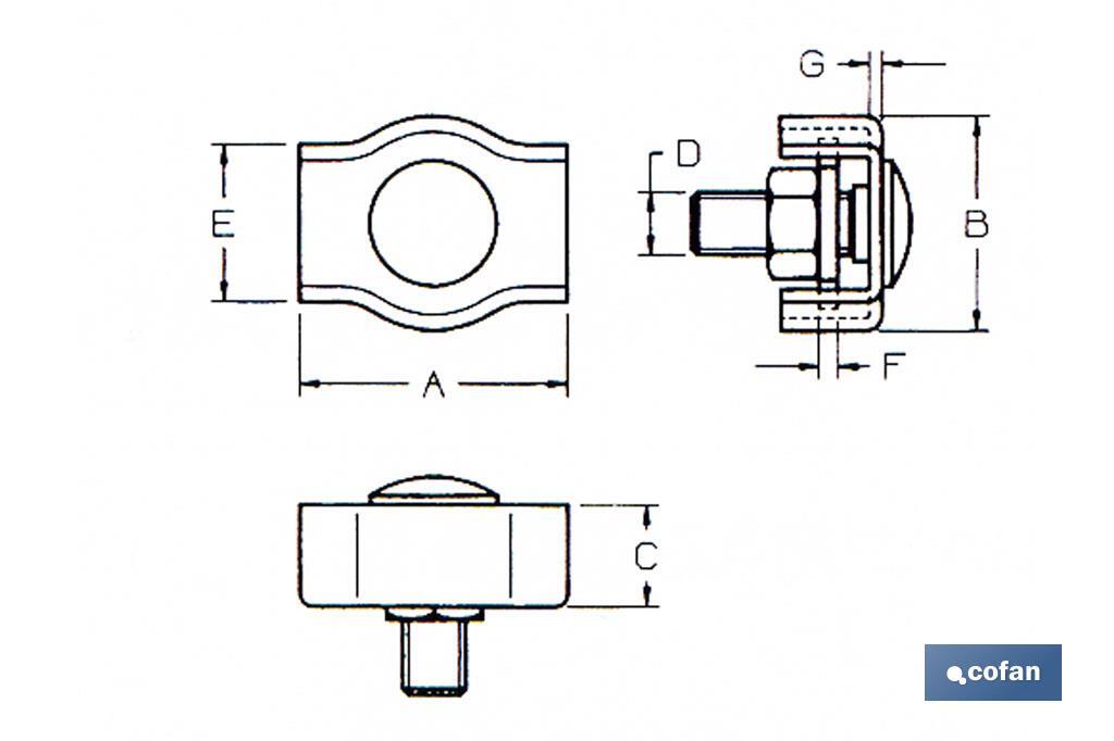 Simple flat wire rope clip - Cofan