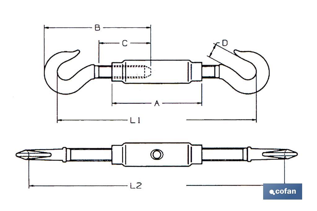 Tensor Gancho - Gancho Zincado DIN-1480 - Cofan