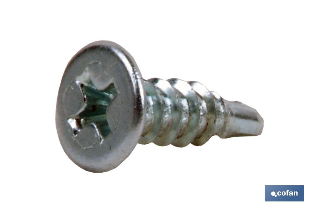 Self-drilling screw, extra flat head, Phillips, white - Cofan