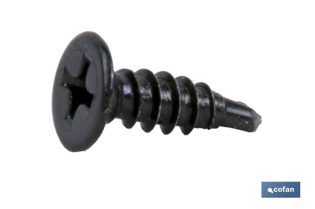 Tornillo Autotaladrante Cabeza Extraplana Phillips Negro - Cofan