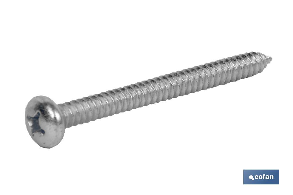 Phillips Cross recessed pan head self tapping screw, zinc plated - Cofan