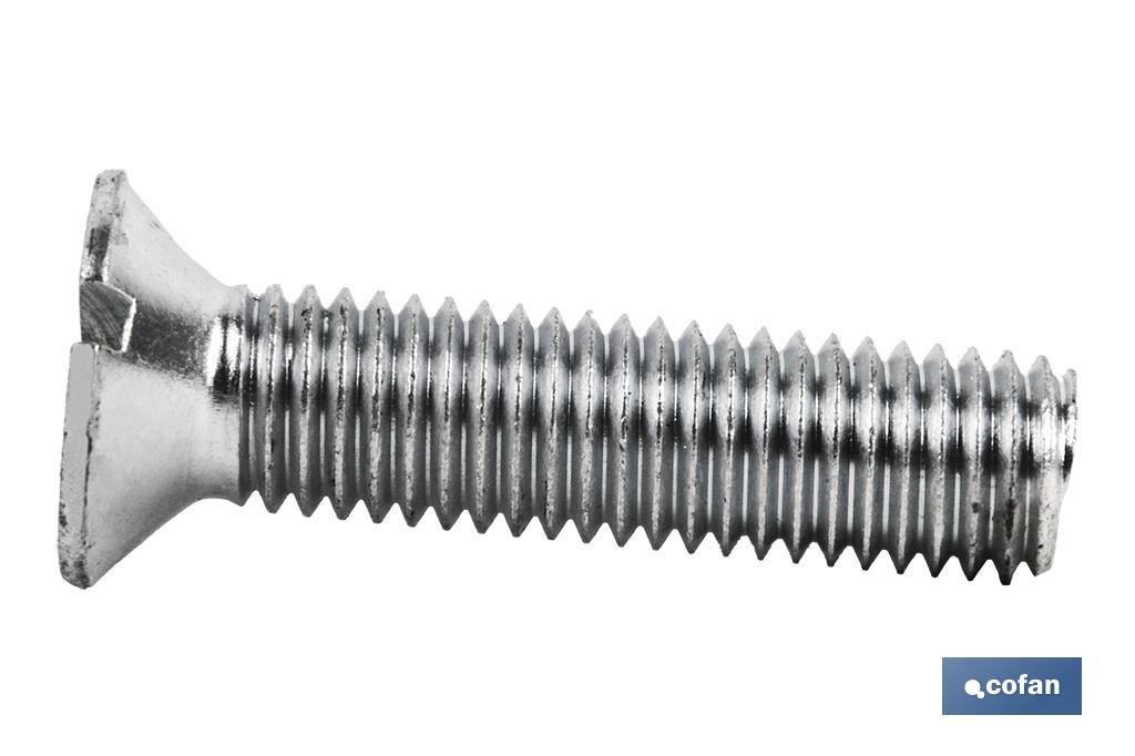 Slotted countersunk head machine screw,, zinc plated - Cofan