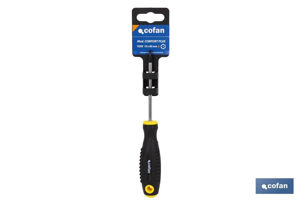 Tamper resistant Torx screwdriver DIN 50150 | Confort Plus Model | Available tip from T6 to T40 - Cofan