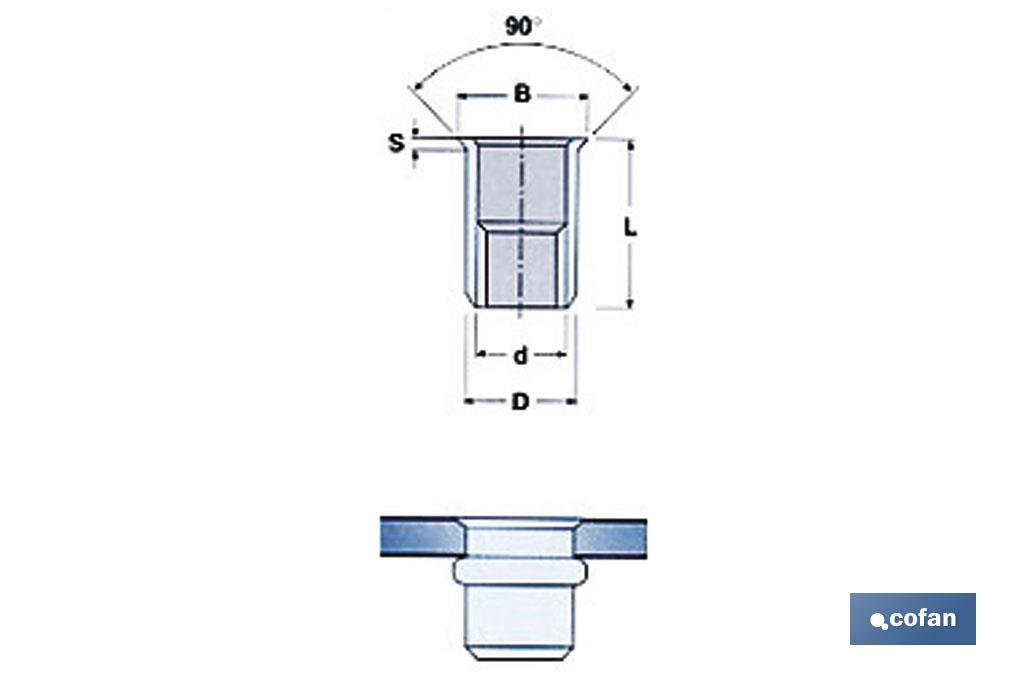 Tuercas Remachables Acero Cabeza Baja - Cofan