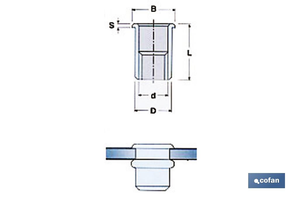 Stainless steel wide head rivet nuts - Cofan