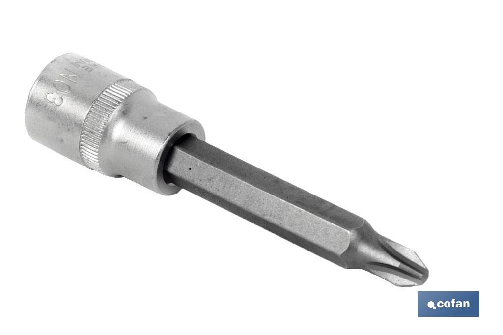 1/2" screwdriver bit socket | High-quality chrome-vanadium steel | With long Phillips 3 tip - Cofan