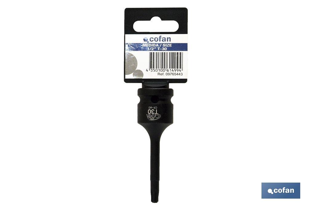 Soquete de impacto macho 1/2" Torx - Cofan