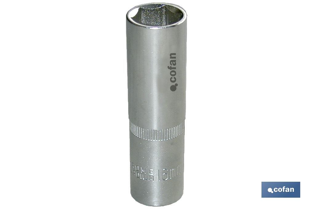Douille métrique longue de 1/4" | Fabriquée en acier au chrome vanadium | Dimensions de la douille 13 mm - Cofan
