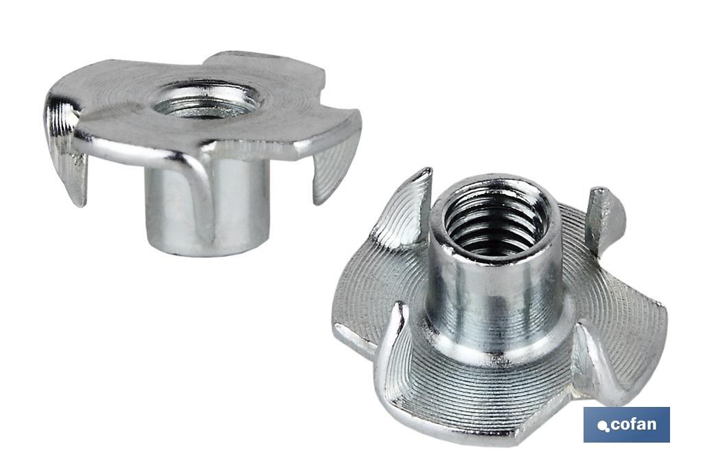 Iron zinc-plated 4 prong T nut - Cofan