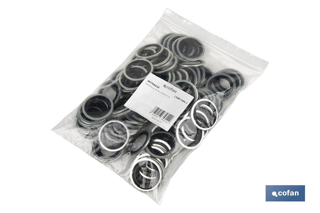 Metal Rubber Washer | Zinc-Plated Steel & NBR | Several Inner & Outer Sizes - Cofan