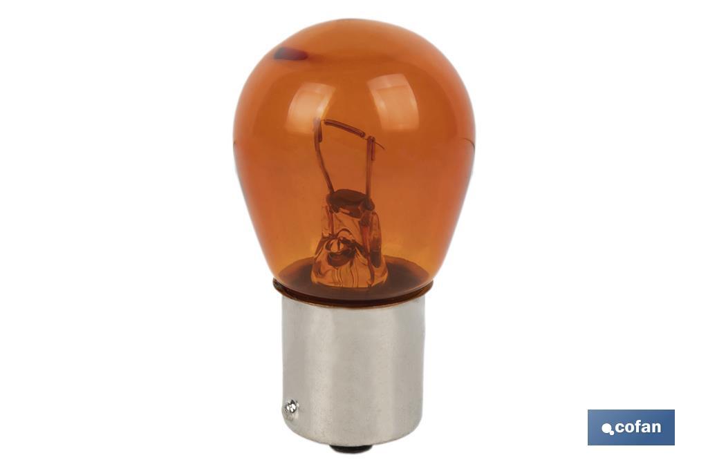 Single contact indicator bulb 12V 21W | BAU15s bulb cap type | P21W cap | Amber - Cofan