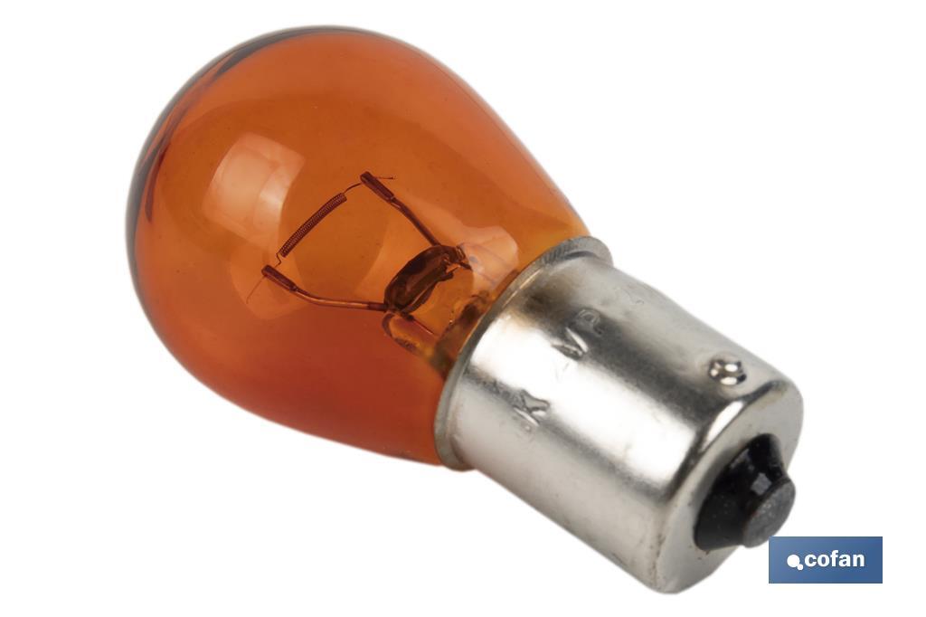Single contact indicator bulb 12V 21W | BAU15s bulb cap type | P21W cap | Amber - Cofan