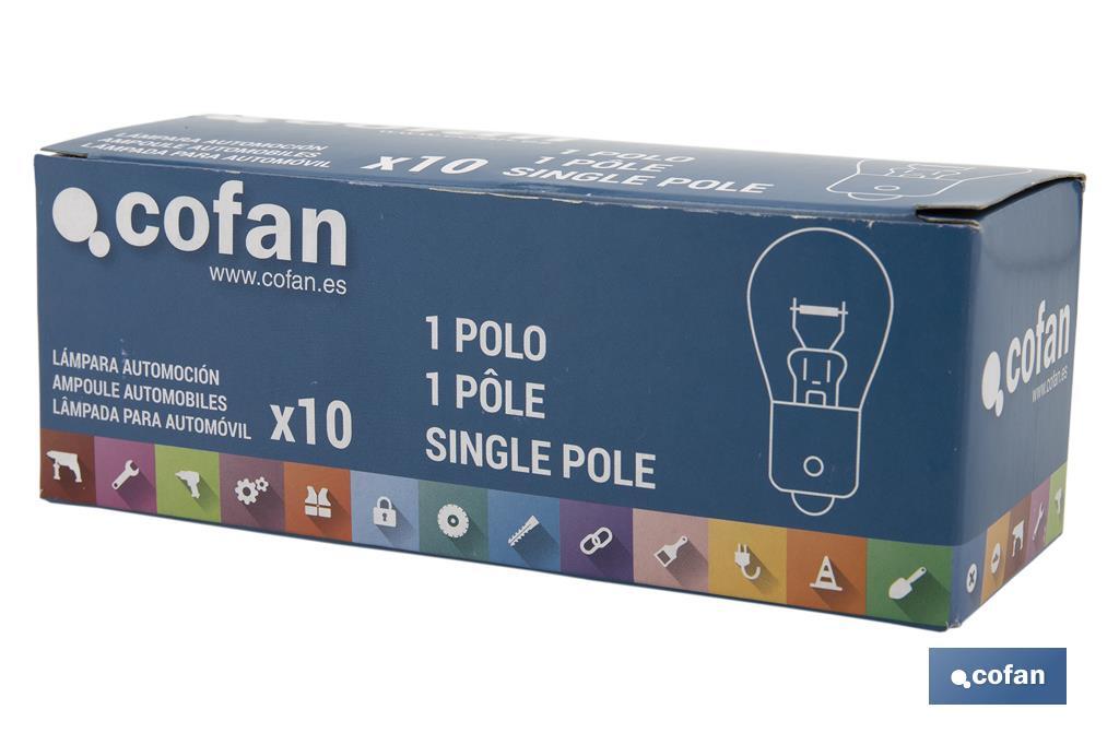 Single contact indicator bulb 12V 21W | BAU15s bulb cap type | P21W cap | Amber - Cofan