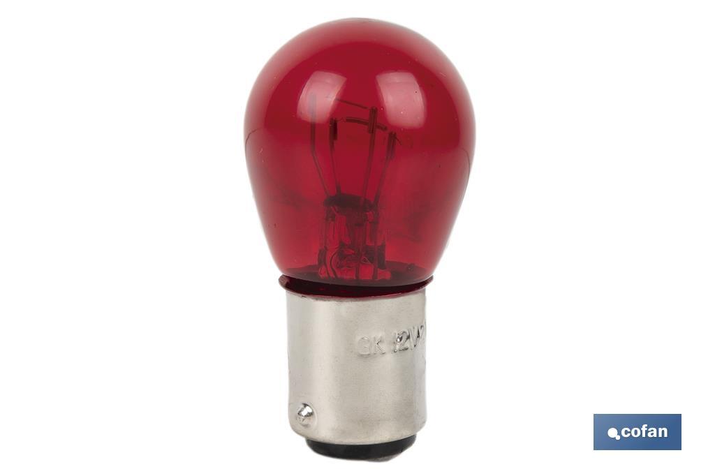 Lampe à 2 ergots centrés de 12 V | Douille de type BAY15d | Ampoule P21/5W | Plusieurs couleurs - Cofan