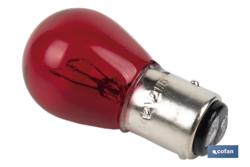 Lampe à 2 ergots centrés de 12 V | Douille de type BAY15d | Ampoule P21/5W | Plusieurs couleurs - Cofan