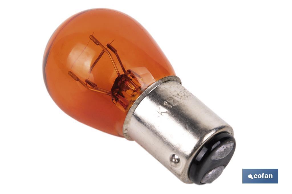 Lampe à 2 ergots centrés de 12 V | Douille de type BAY15d | Ampoule P21/5W | Plusieurs couleurs - Cofan