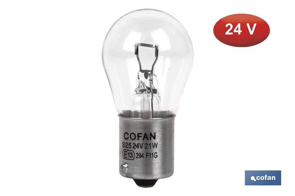 Lámpara de 1 porlo P21 W (BA15s) 24 V - Cofan