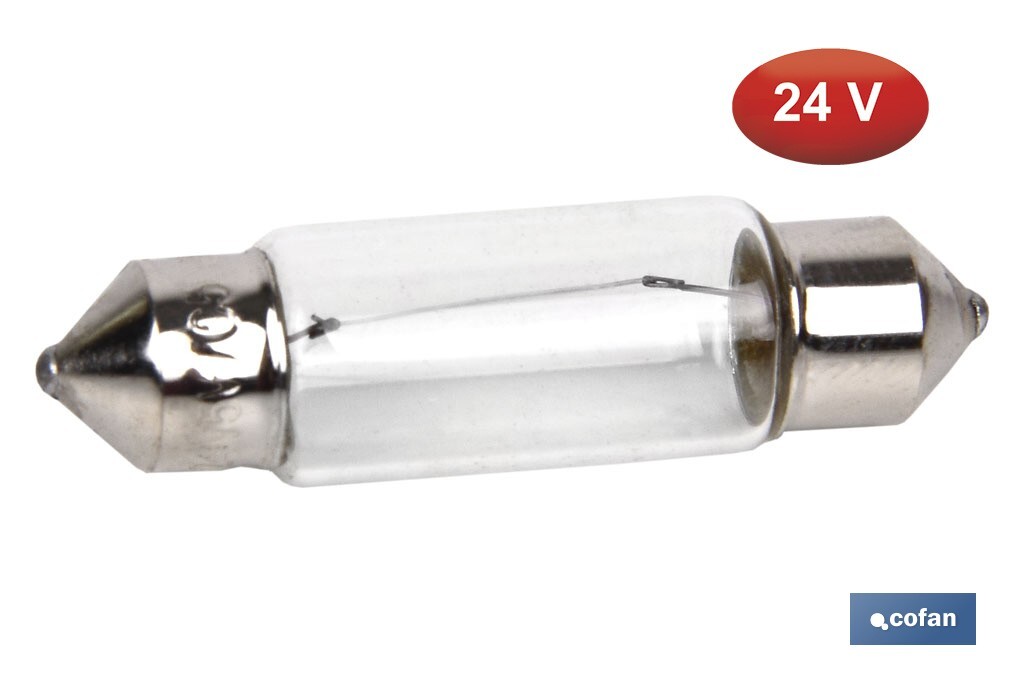 Lámpara plafonier C5W 24 V | Medida: 11 x 38 mm - Cofan