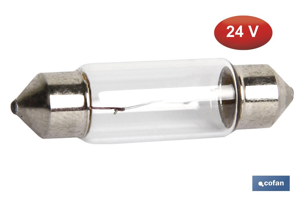 Lámpara plafonier C10W 24 V | Medida: 11 x 38 mm - Cofan