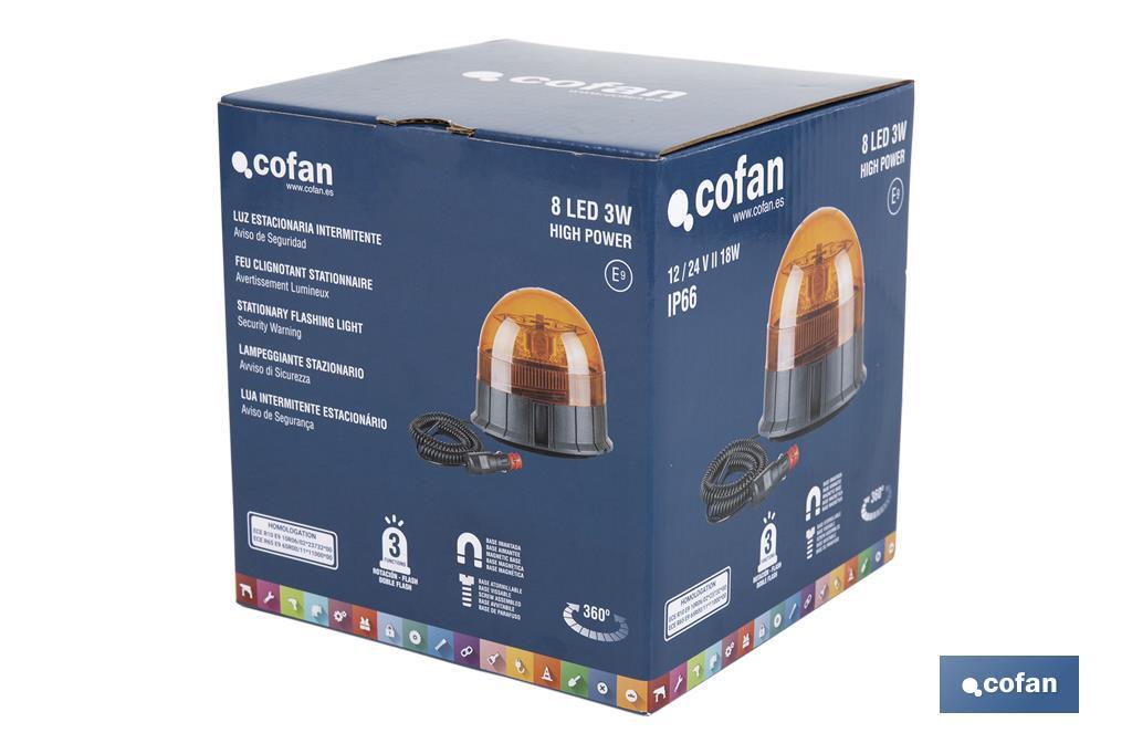 Orange flashing rotating light | ECE R65 Certification | For 12/24V stand with magnet and screw | IP rating: IP66 - Cofan
