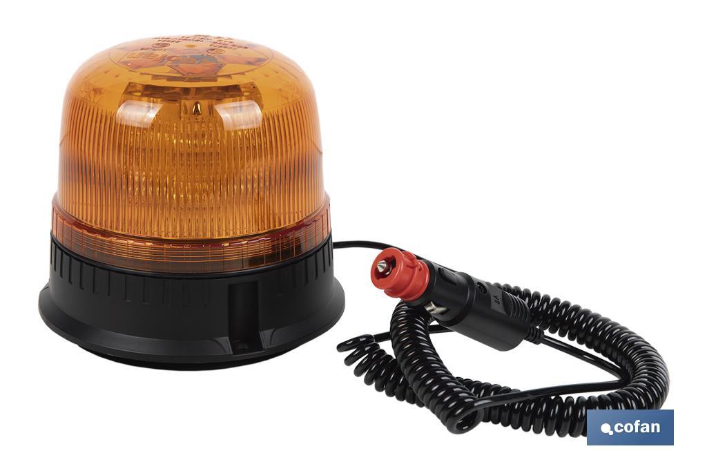Pirilampo luz led intermitente laranja | Classe 1 | Homologação ECE R65 | Para suporte com íman ou com parafuso 12/24 V | Classificação de proteção IP: IP66 - Cofan