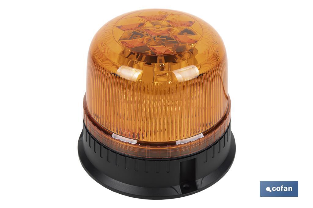 Pirilampo luz led intermitente laranja | Classe 1 | Homologação ECE R65 | Para suporte com íman ou com parafuso 12/24 V | Classificação de proteção IP: IP66 - Cofan