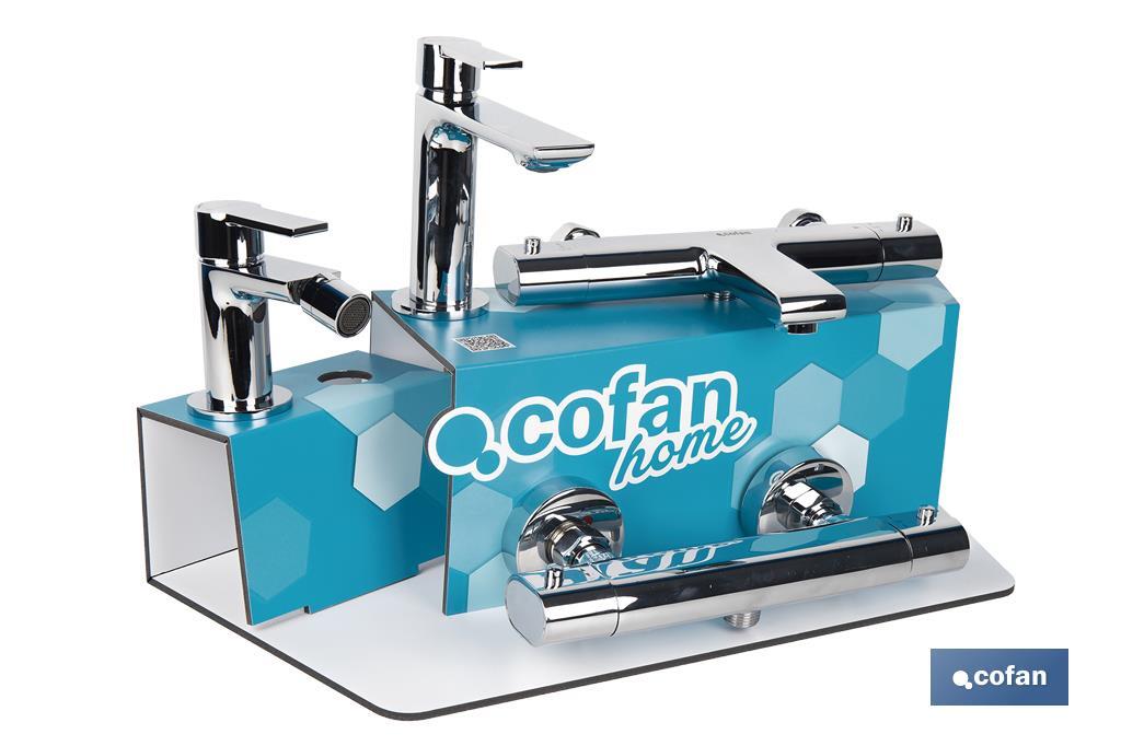 Kit de Grifería con Expositor para Grifos de Baño Modelo Matheson | Ideal para exponer grifos | Capacidad de 5 unidades - Cofan