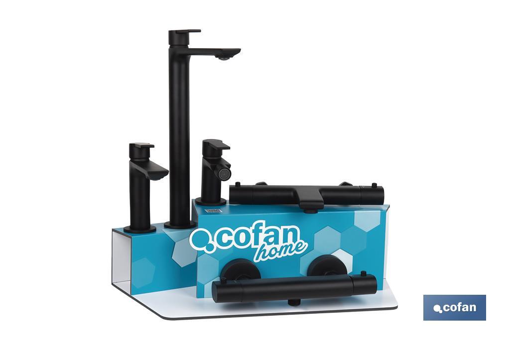 Cofan Kit de Torneiras com Expositor para Torneiras de Banho Modelo Kerch | Ideal para expor torneiras | Capacidade para 5 unidades - Cofan