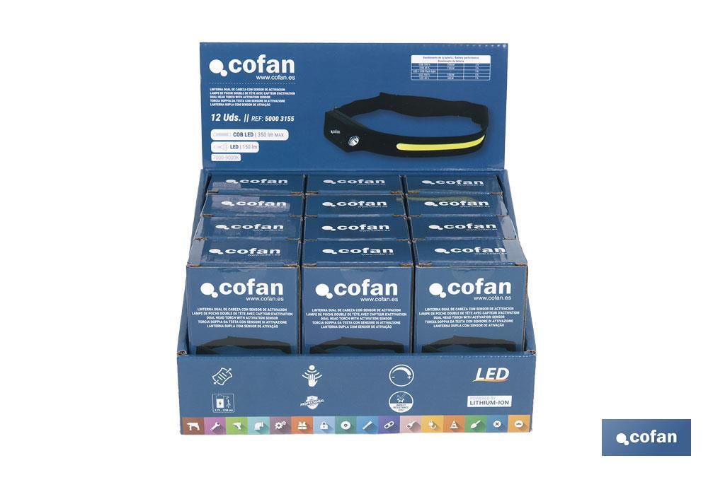 Présentoir de lampes de poche de tête double | Il comprend 12 unités pour diverses applications - Cofan