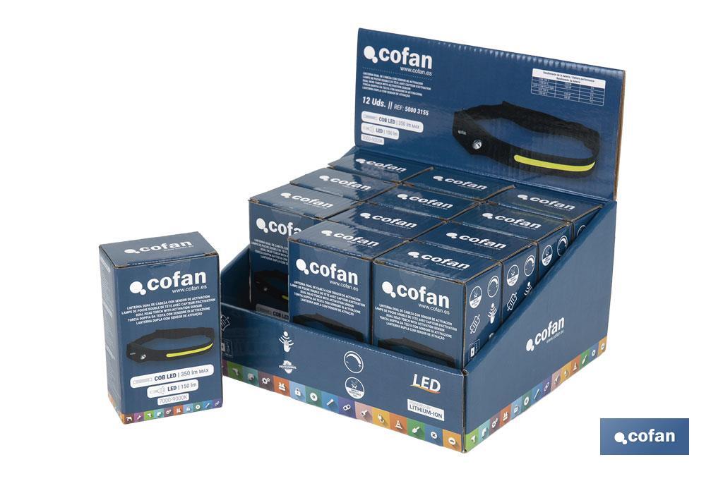 Présentoir de lampes de poche de tête double | Il comprend 12 unités pour diverses applications - Cofan