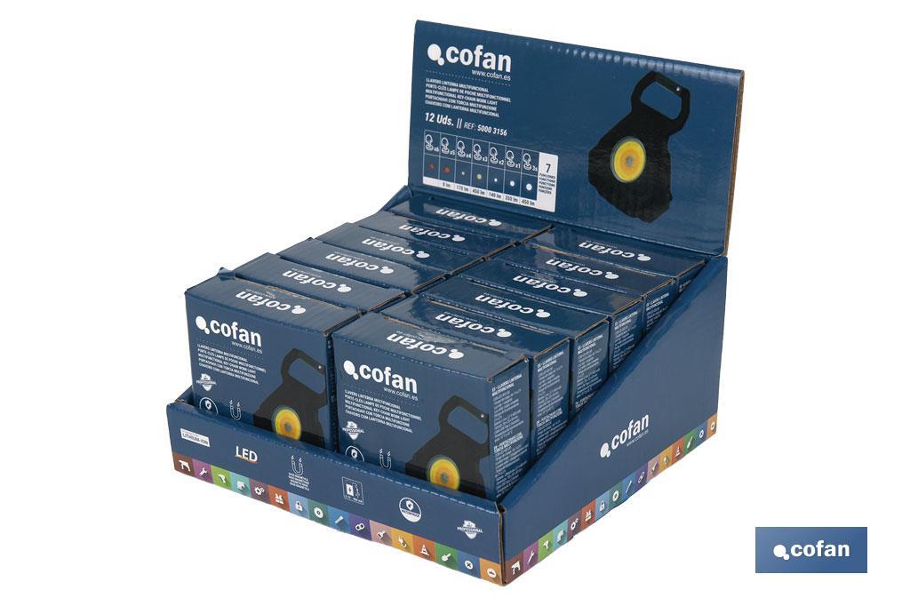 Présentoir pour petites lampes de poche Cob Led rechargeables | Il comprend 12 unités - Cofan
