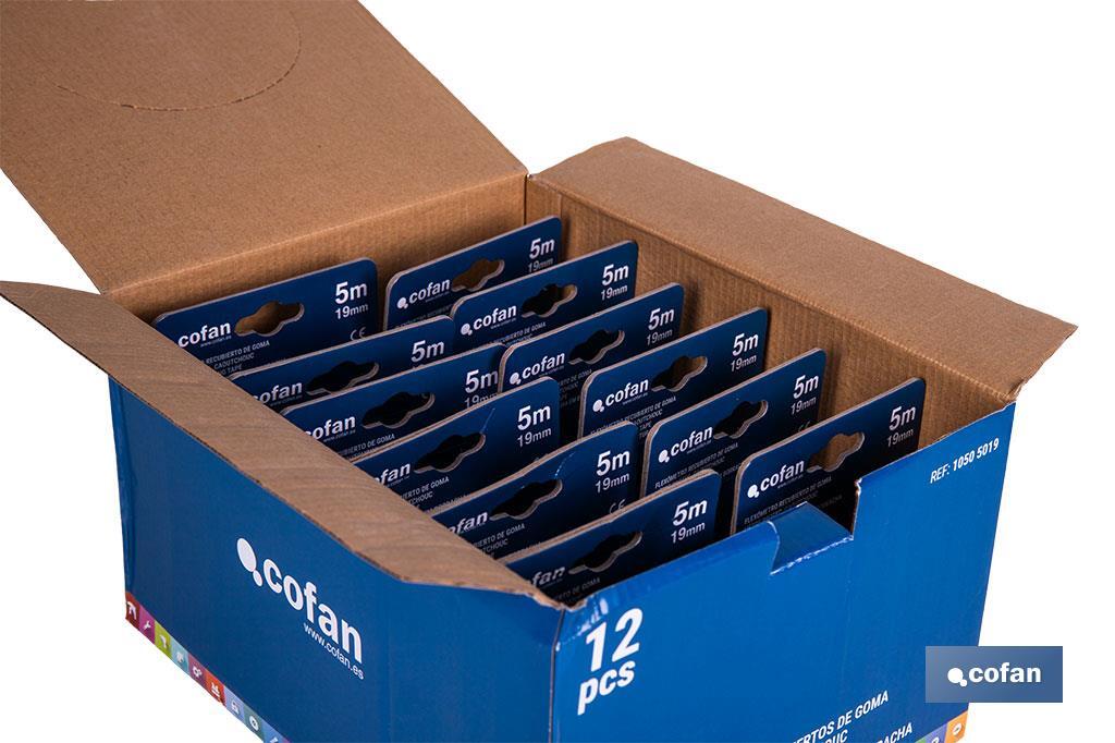 Expositor para flexómetros con protección de goma de Cofan | Incluyen los flexómetros | Varias medidas y capacidades - Cofan