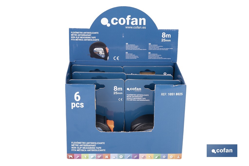Expositor para flexómetros antideslizantes de Cofan | Incluyen los flexómetros | Varias medidas y capacidades - Cofan