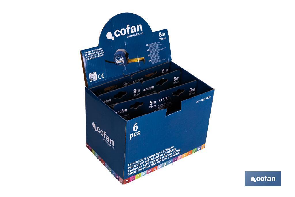 Expositor para flexómetros estándar con botón de bloqueo de Cofan | Incluyen los flexómetros | Varias medidas y capacidades - Cofan