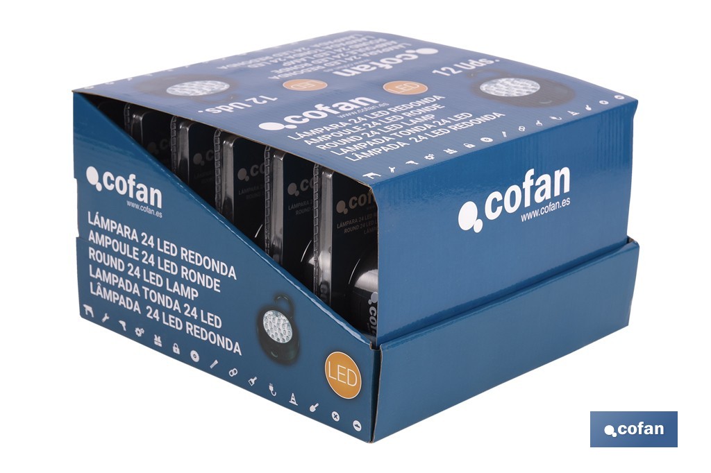 Display stand with 12 units of 24 LED round lamps - Cofan