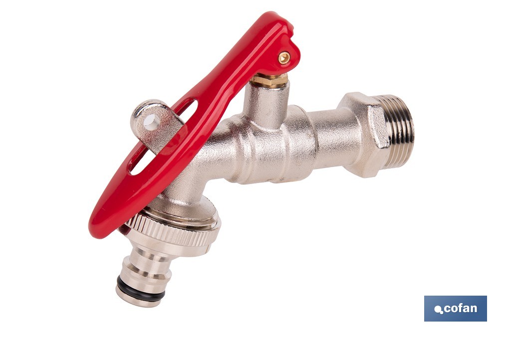 Grifo con maneta y toma para candado adecuado para manguera | Disponible en diferentes medidas - Cofan