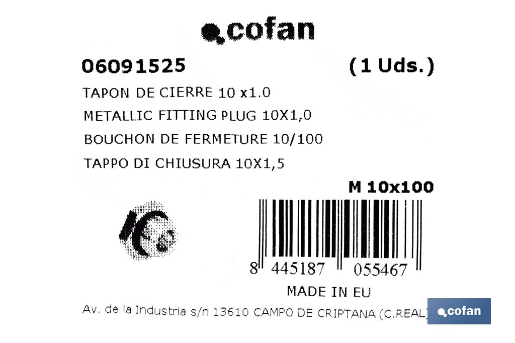 Bouchon de fermeture - Cofan