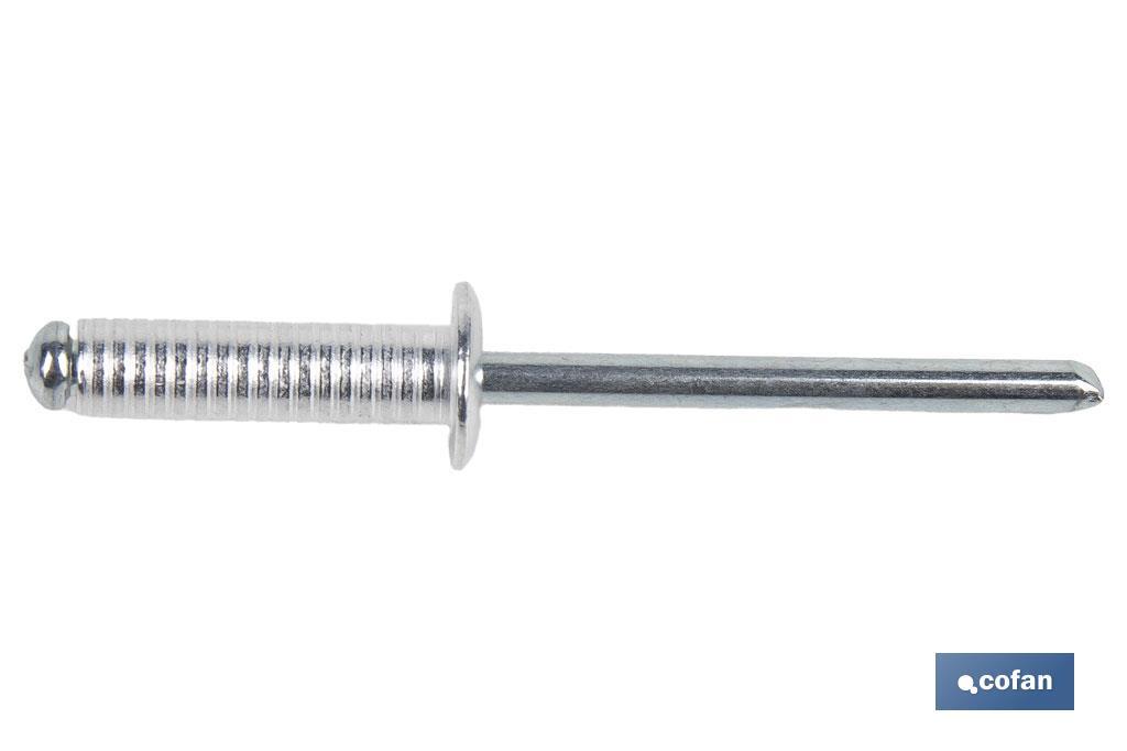 Slotted aluminium rivets with dome head - Cofan